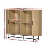 Artiss Buffet Sideboard Cupboard Cabinet Sliding Doors Pantry Storage Oak PIIA - Image 4