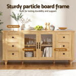 Artiss Buffet Sideboard Storage Cabinet Kitchen Cupboard Faux Drawer 150CM Pine - Image 5