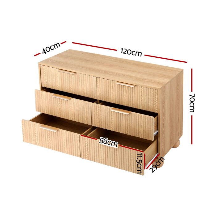 Artiss 6 Chest of Drawers Dresser Tallboy Pine - Image 2