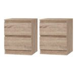 Artiss 2x Bedside Table 2 Drawers - PEPE Oak