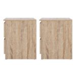 Artiss 2x Bedside Table 2 Drawers - PEPE Oak - Image 3