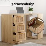 Artiss Computer Desk Drawer Shelf Home Office Study Table Rattan Oak 120CM - Image 4