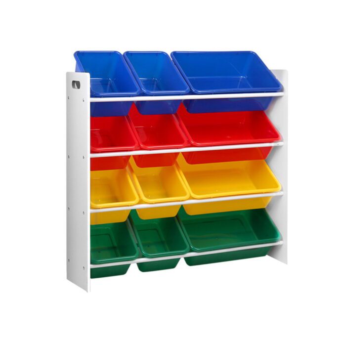 Keezi Kids Toy Box 12 Bins Bookshelf Organiser Children Storage Rack - Image 3