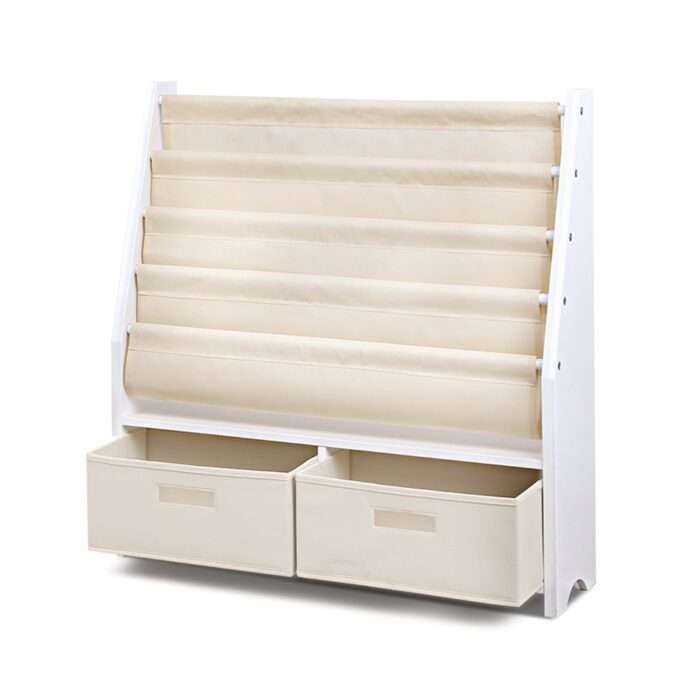 Keezi 4 Tiers Kids Bookshelf Magazine Rack Children Bookcase Organiser Drawer - Image 3