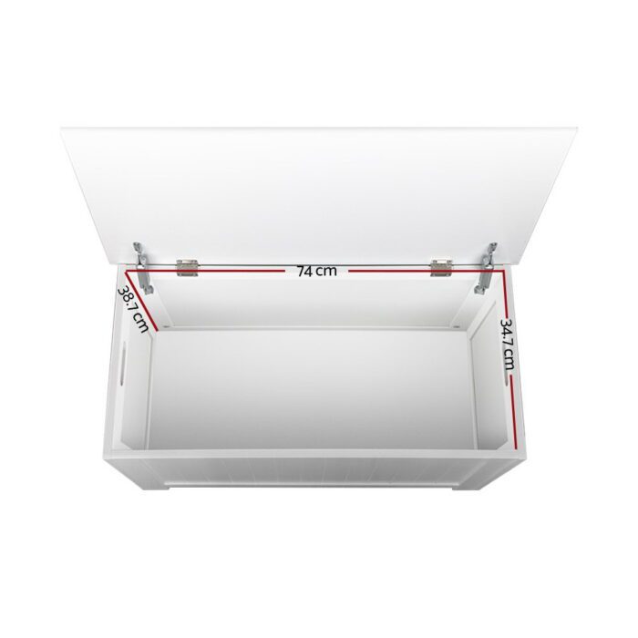 Keezi Kids Toy Box Chest Storage Blanket Children Clothes Room Organiser White - Image 3