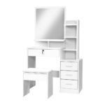 Artiss Dressing Table Stool Set 4 Drawers White - Image 3