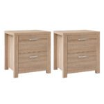 Artiss 2x Bedside Table 2 Drawers - MAXI Pine