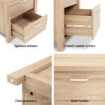 Artiss 2x Bedside Table 2 Drawers - MAXI Pine - Image 4