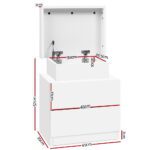 Artiss Bedside Table 2 Drawers Lift-up Storage - COLEY White - Image 2