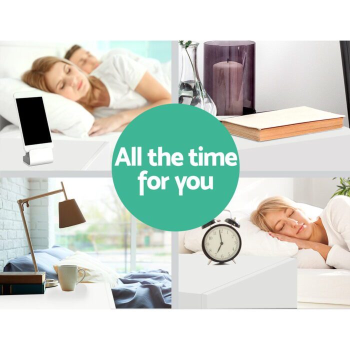 Artiss Bedside Table 2 Drawers Lift-up Storage - COLEY White - Image 6