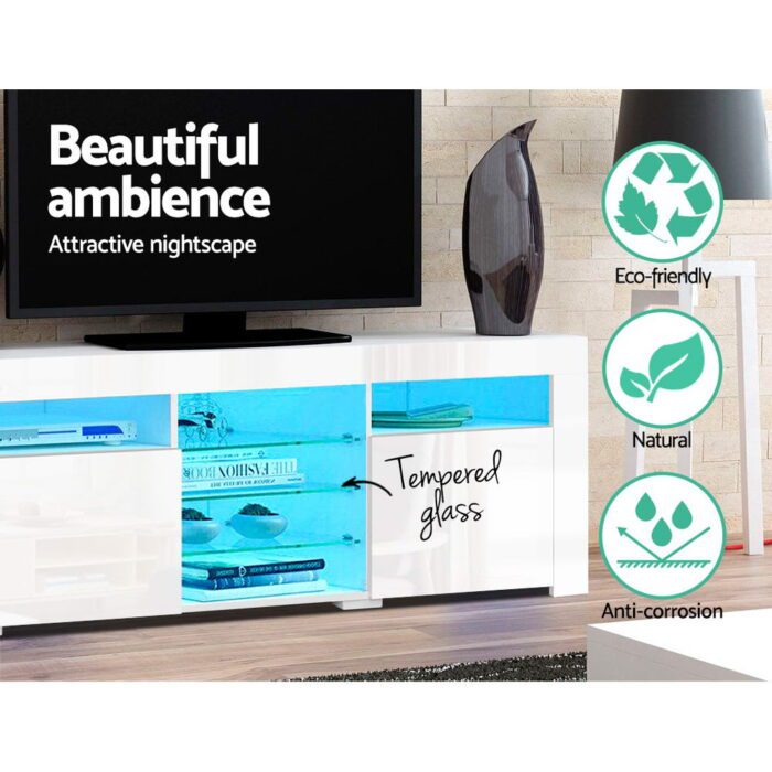Artiss Entertainment Unit TV Cabinet LED 180cm White Bobi - Image 6