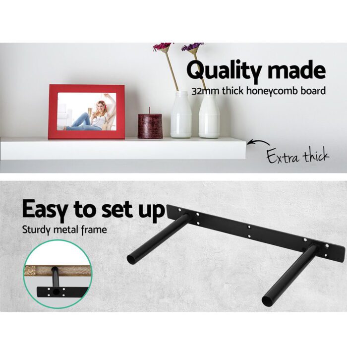 Artiss Floating Wall Shelf Set of 3 White - Image 4