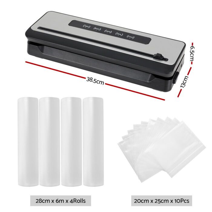 Devanti Food Vacuum Sealer Machine Sealing Cutter 4 Modes Storage Bags 4 Rolls - Image 2