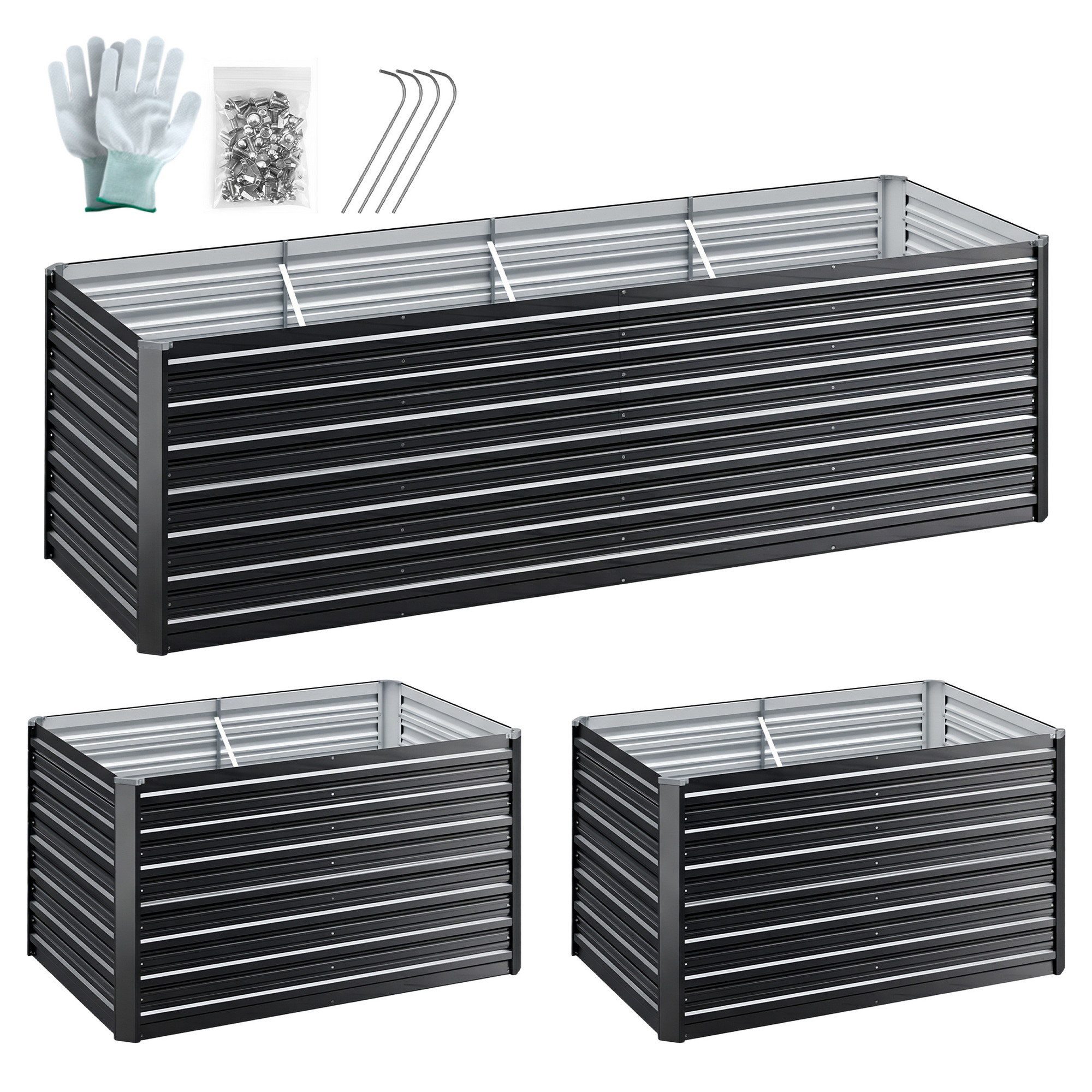 GARDEN-77-120-AG-FC2-202603051600-00 Green Fingers 2-in-1 Raised Garden Bed Kit, 240cm/120cm| 77cm Extra Deep Ergonomic Planter Box | Protect Your Back | Galvanised Steel Vegetable Flower Pot for Outdoor Garden | Includes Gloves & Pegs - Image 1