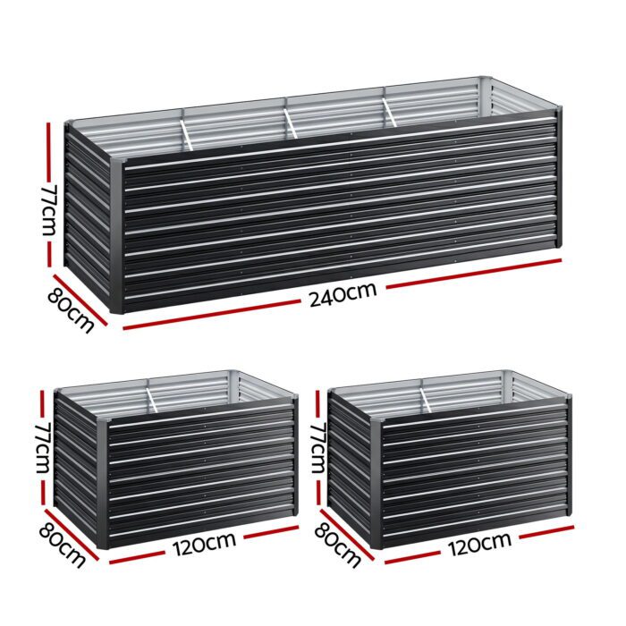 Green Fingers 2-in-1 Raised Garden Bed Kit, 240cm/120cm| 77cm Extra Deep Ergonomic Planter Box | Protect Your Back | Galvanised Steel Vegetable Flower Pot for Outdoor Garden | Includes Gloves & Pegs - Image 2