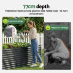 Green Fingers 2-in-1 Raised Garden Bed Kit, 240cm/120cm| 77cm Extra Deep Ergonomic Planter Box | Protect Your Back | Galvanised Steel Vegetable Flower Pot for Outdoor Garden | Includes Gloves & Pegs - Image 5