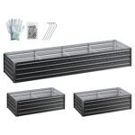 Green Fingers 2-in-1 Raised Garden Bed Kit 45cm Professional Depth Ergonomic 240cm Large Metal Planter Box | Easier Access Veggie Patch | Rust-Proof Galvanised Steel with Safe Rounded Corners & Gloves