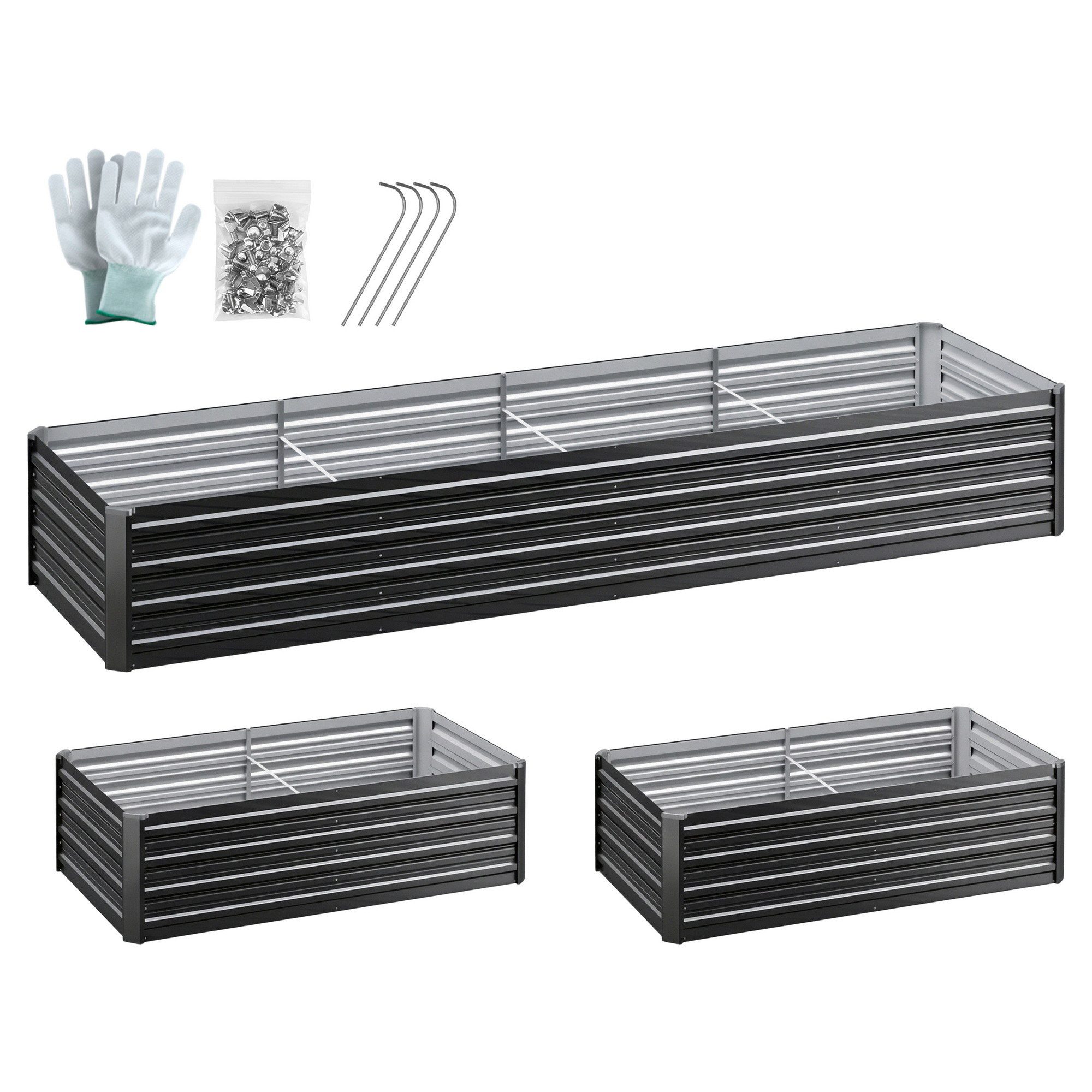 GARDEN-AG-45-12-FC2-202603051600-00 Green Fingers 2-in-1 Raised Garden Bed Kit 45cm Professional Depth Ergonomic 240cm Large Metal Planter Box | Easier Access Veggie Patch | Rust-Proof Galvanised Steel with Safe Rounded Corners & Gloves - Image 1