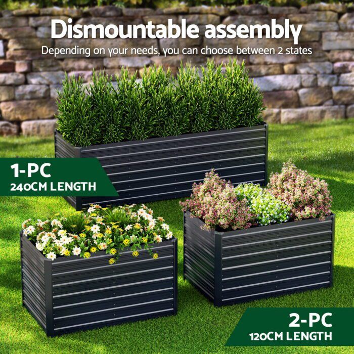 Green Fingers 2-in-1 Raised Garden Bed Kit 45cm Professional Depth Ergonomic 240cm Large Metal Planter Box | Easier Access Veggie Patch | Rust-Proof Galvanised Steel with Safe Rounded Corners & Gloves - Image 4