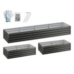 Green Fingers 2-in-1 Raised Garden Bed Kit Ergonomic 45cm Professional Depth 320cm Large Metal Planter Box | Easier Access Veggie Patch | Rust-Proof Galvanised Steel with Safe Rounded Corners & Gloves