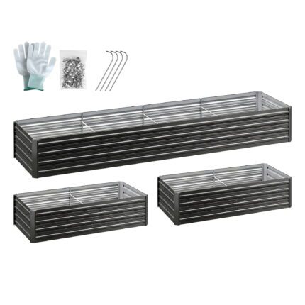 Green Fingers 2-in-1 Raised Garden Bed Kit Ergonomic 45cm Professional Depth 320cm Large Metal Planter Box | Easier Access Veggie Patch | Rust-Proof Galvanised Steel with Safe Rounded Corners & Gloves
