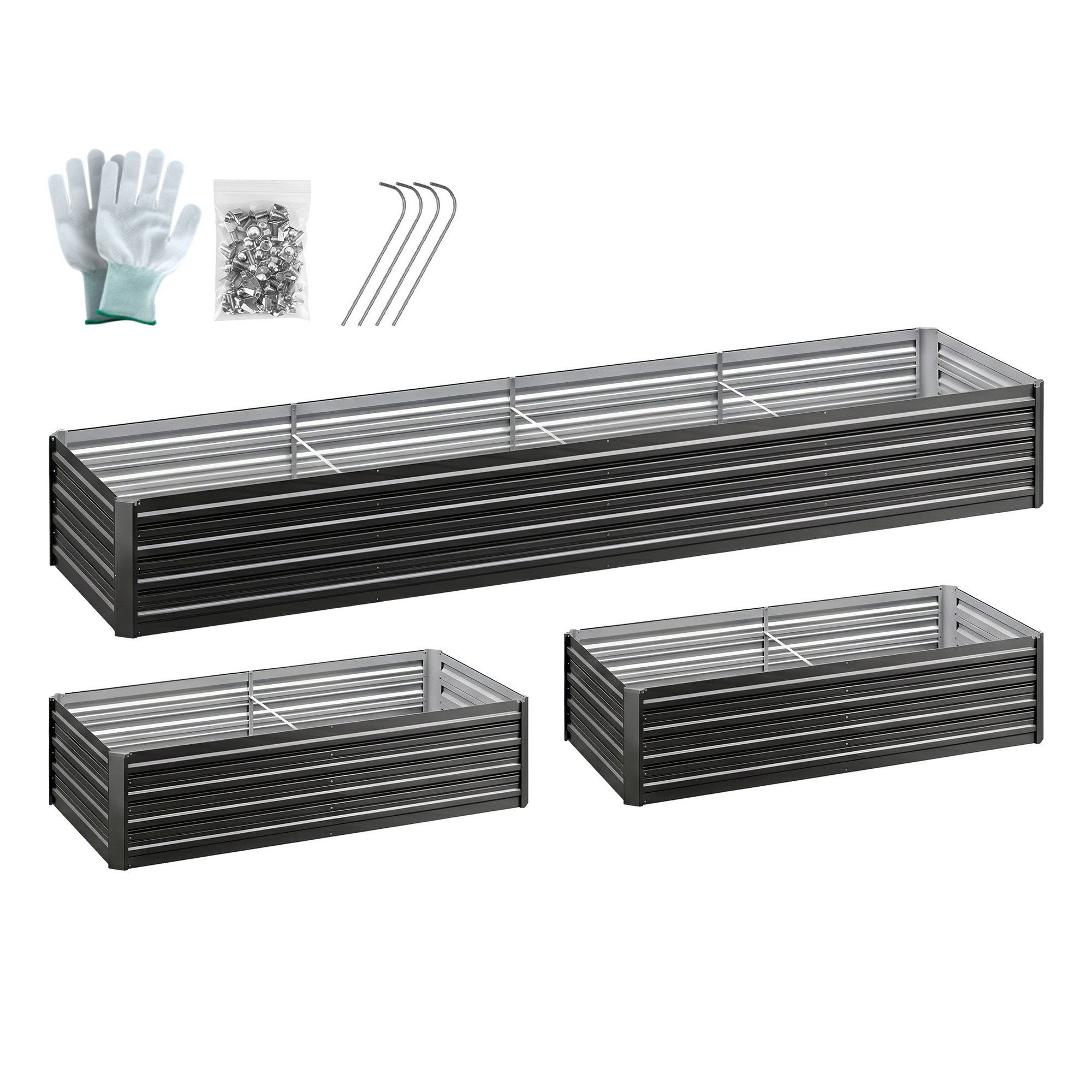 GARDEN-AG-45-16-FC2-202603051600-00 Green Fingers 2-in-1 Raised Garden Bed Kit Ergonomic 45cm Professional Depth 320cm Large Metal Planter Box | Easier Access Veggie Patch | Rust-Proof Galvanised Steel with Safe Rounded Corners & Gloves - Image 1