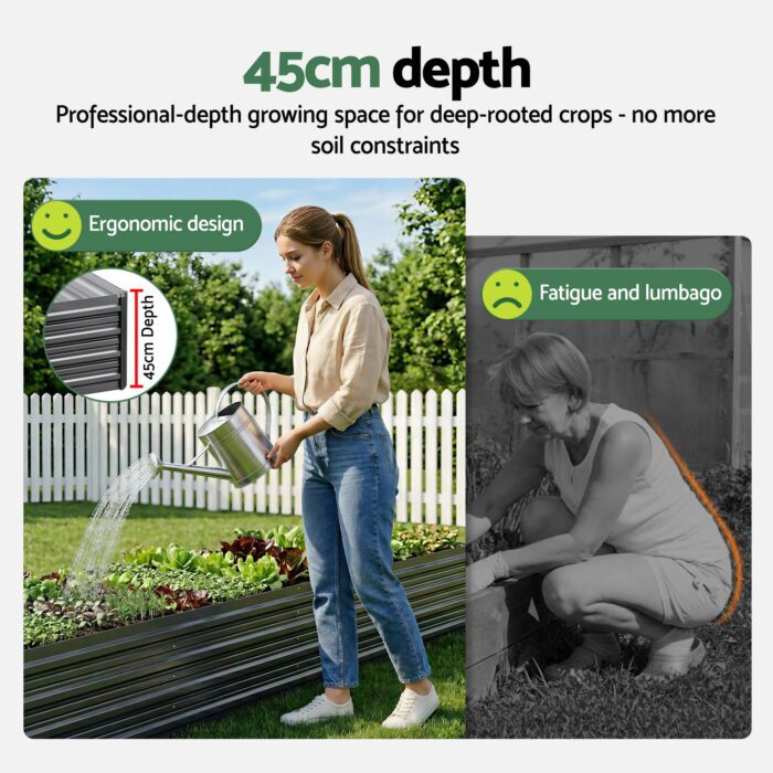 Green Fingers 2-in-1 Raised Garden Bed Kit Ergonomic 45cm Professional Depth 320cm Large Metal Planter Box | Easier Access Veggie Patch | Rust-Proof Galvanised Steel with Safe Rounded Corners & Gloves - Image 5
