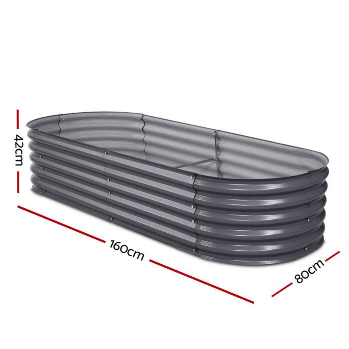 Green Fingers Garden Bed 160X80X42cm Oval Planter Box Raised Container Galvanised - Image 2