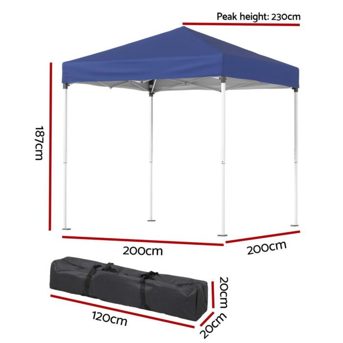 Instahut Gazebo 2x2m Outdoor Patio Garden Marquee Shade Blue - Image 2