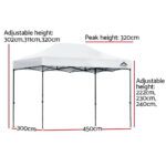 Instahut Gazebo Pop Up 3x4.5m w/Base Podx4 Marquee Folding Outdoor Wedding Camping Tent Shade Canopy White - Image 2