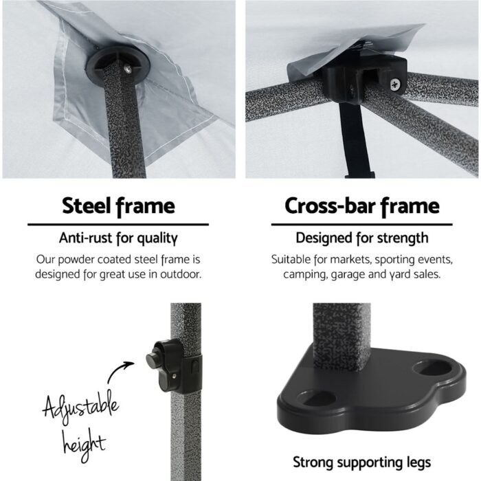 Instahut Gazebo Pop Up 3x4.5m w/Base Podx4 Marquee Folding Outdoor Wedding Camping Tent Shade Canopy White - Image 4