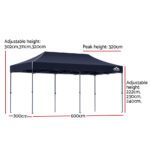Instahut Gazebo Pop Up Marquee 3x6 Folding Tent Wedding 500D Oxford Camping Navy - Image 2