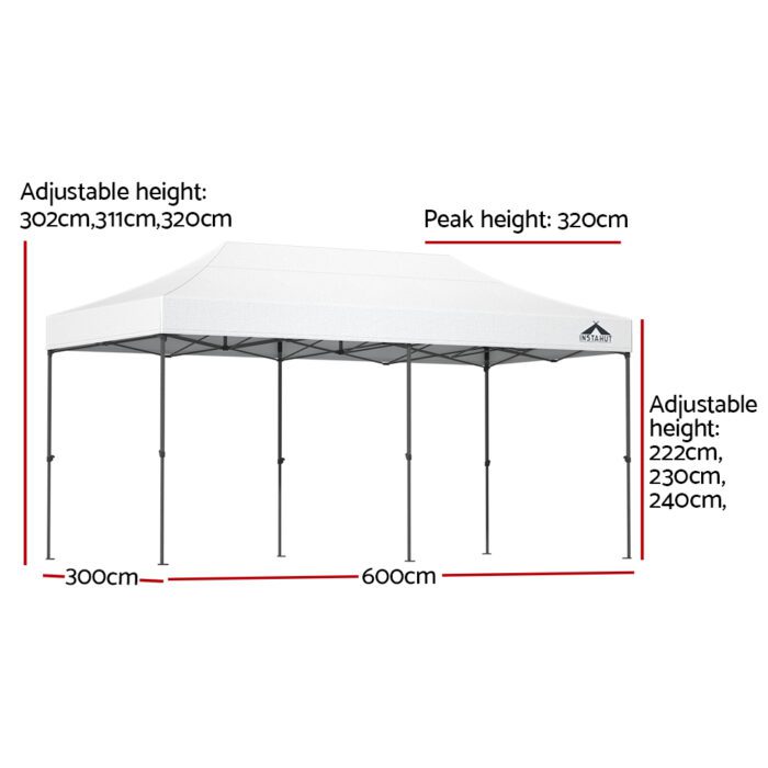 Instahut Gazebo Pop Up Marquee 3x6 Folding Tent Wedding 500D Oxford Fabric White - Image 2