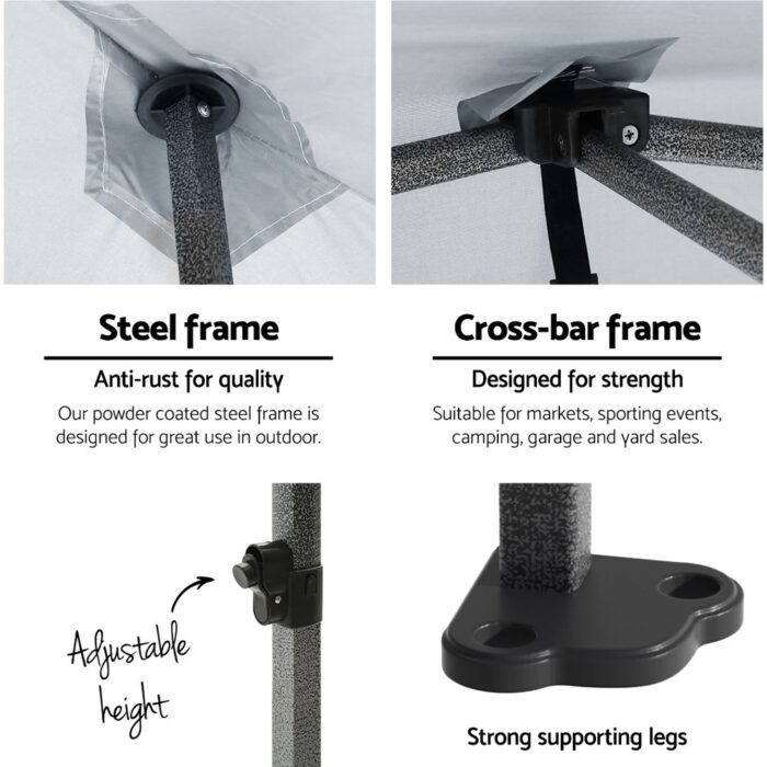 Instahut Gazebo Pop Up Marquee 3x6 Folding Tent Wedding 500D Oxford Fabric White - Image 5