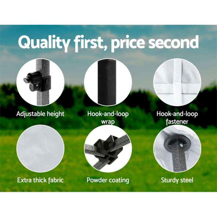 Instahut Gazebo Pop Up Marquee 3x6 Folding Tent Wedding 500D Oxford Fabric White - Image 6