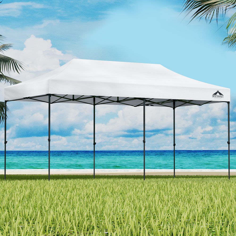 GAZEBO-T-3X6-F-WH-5795-07 Instahut Gazebo Pop Up Marquee 3x6 Folding Tent Wedding 500D Oxford Fabric White - Image 1