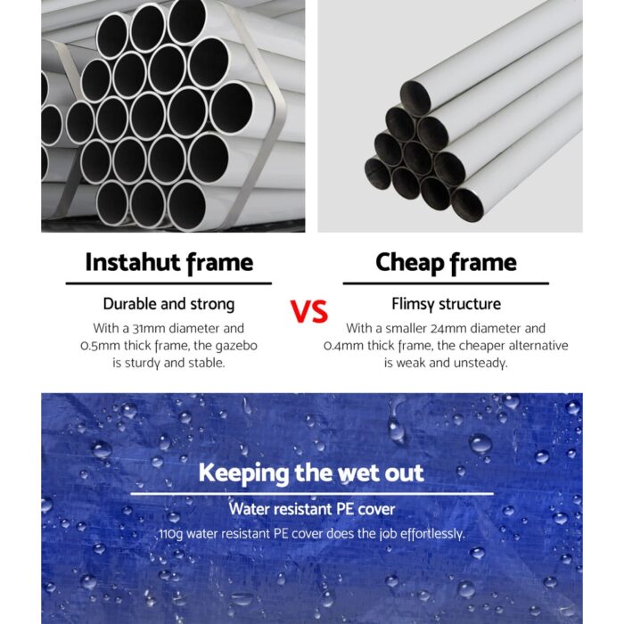 Instahut Gazebo 3x9m Marquee Wedding Party Tent Outdoor Camping Side Wall Canopy 8 Panel Blue - Image 4