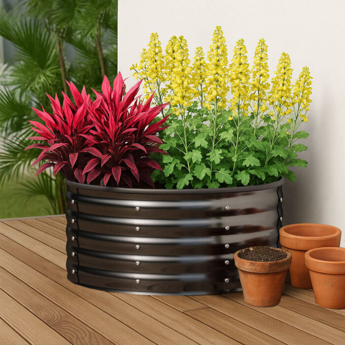 Livsip Garden Bed 90x45cm Galvanised Steel Round - Image 4