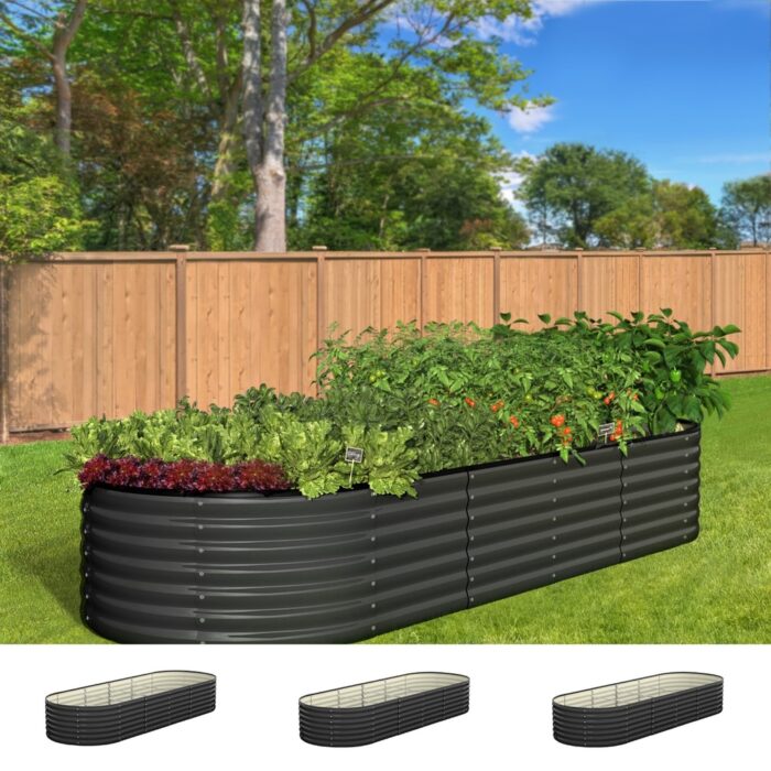 Livsip Raised Garden Bed 240X80X56cm Galvanised Steel 3pcs - Image 2