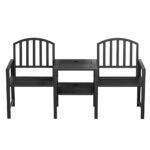 Gardeon Outdoor Garden Bench Seat Loveseat Steel Table Chairs Patio Furniture Black - Image 3