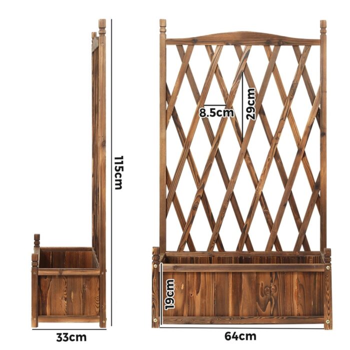 Livsip 2pc Wooden Raised Garden Bed with Trellis 64x28.5x115cm - Image 6