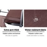Gardeon Outdoor Swing Chair Garden Chair Bench Furniture Canopy 3 Seater Brown - Image 4