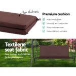 Gardeon Outdoor Swing Chair Garden Chair Bench Furniture Canopy 3 Seater Brown - Image 5