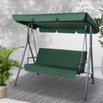 Gardeon Outdoor Swing Chair Garden Chair Bench Furniture Canopy 3 Seater Green