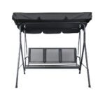 Gardeon Outdoor Swing Chair Garden Bench Furniture Canopy 3 Seater Mesh Black - Image 3