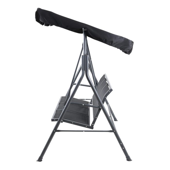 Gardeon Outdoor Swing Chair Garden Bench Furniture Canopy 3 Seater Mesh Black - Image 4