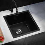 Welba Kitchen Sink 38x38cm Granite Basin Single Bowl Black - Image 2