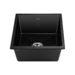 Welba Kitchen Sink 38x38cm Granite Basin Single Bowl Black - Image 6