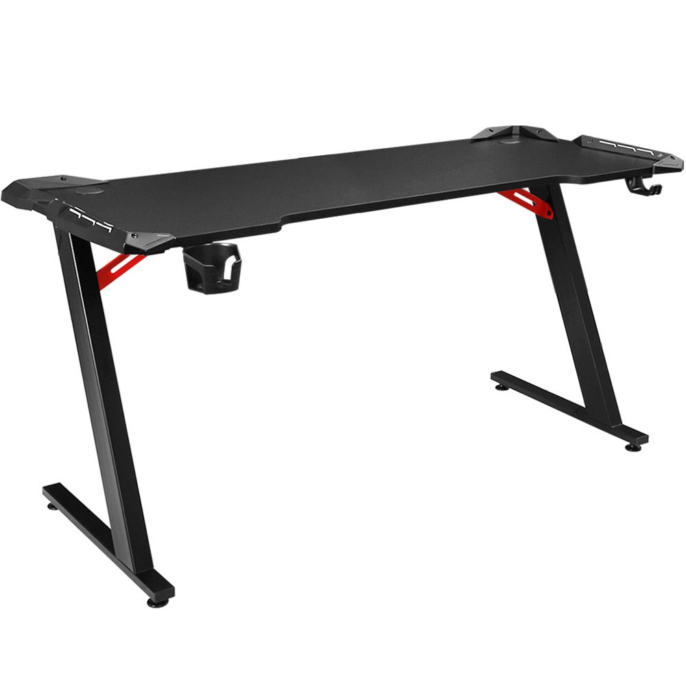 GTABLE-B-RGB-140-BK-57952-00 Artiss Gaming Desk Computer Desks LED Light 140CM - Image 1