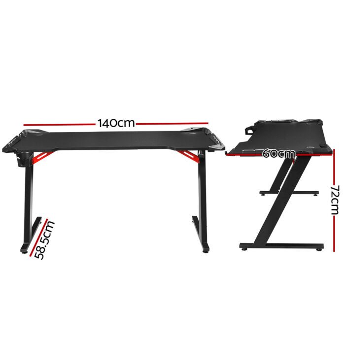 Artiss Gaming Desk Computer Desks LED Light 140CM - Image 2